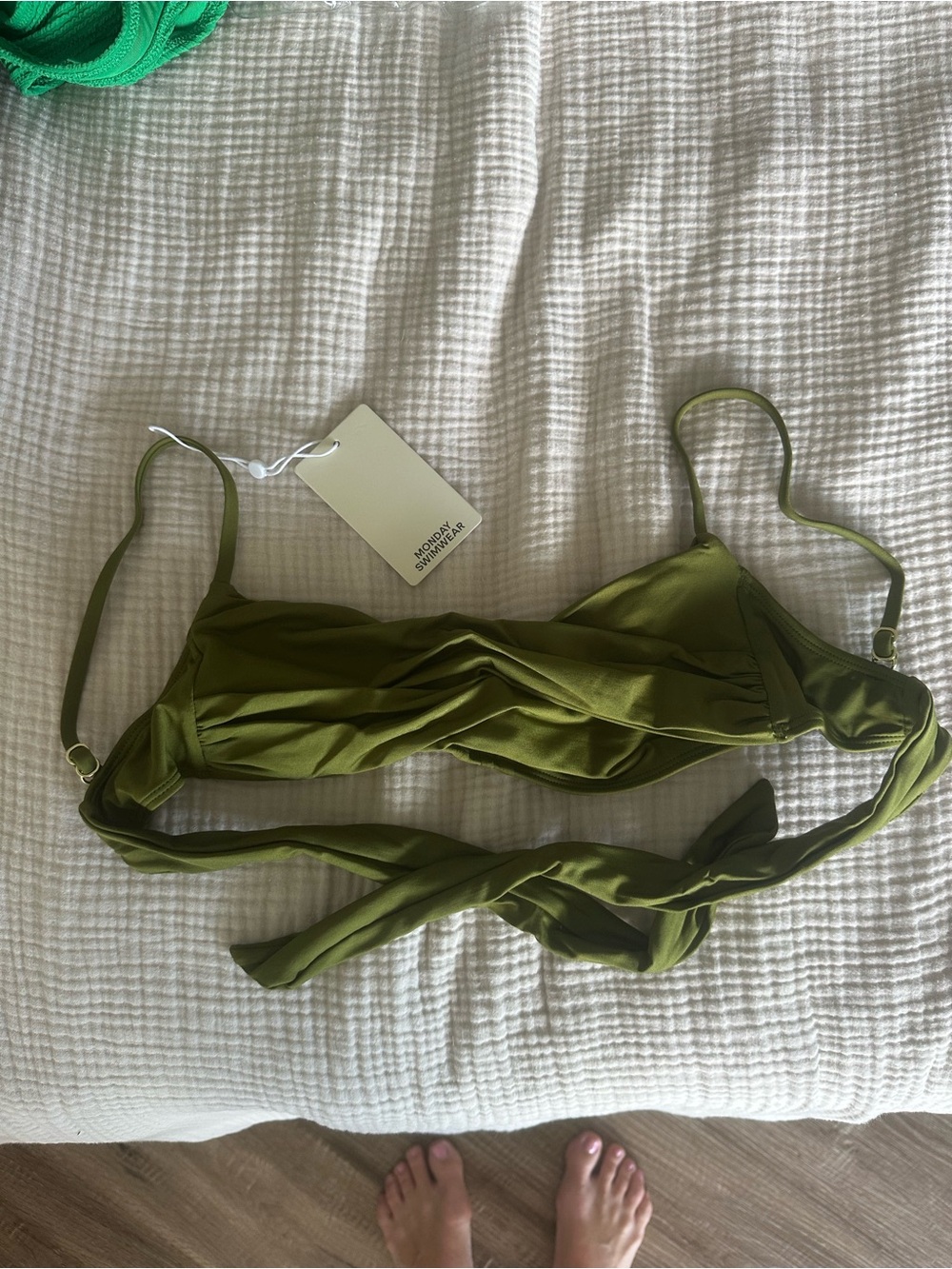 Monday Swimwear Olive Twist Bordeaux Bikini Top size P - Picture 2 of 3